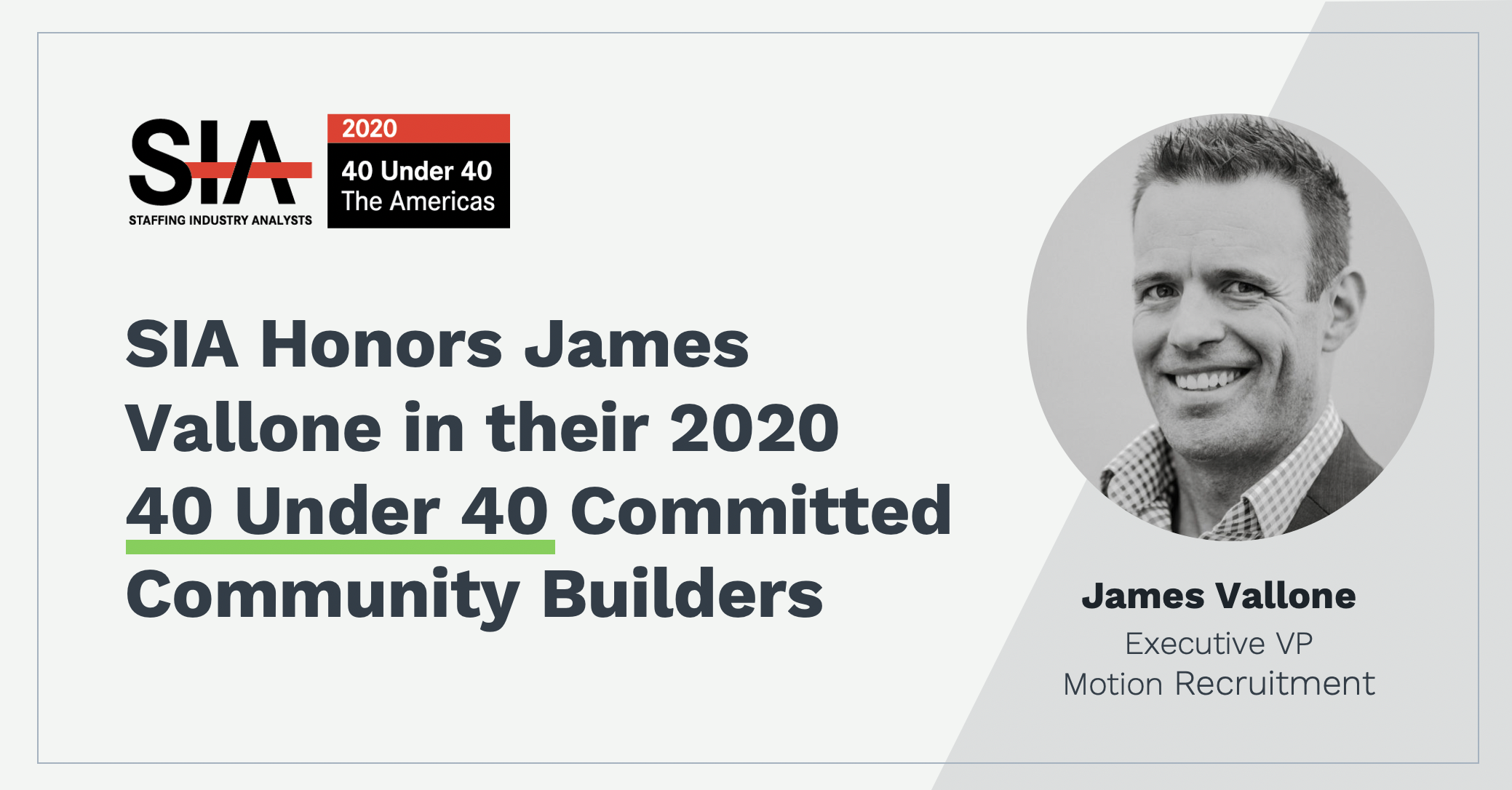 Congratulations James Vallone: SIA 40 Under 40